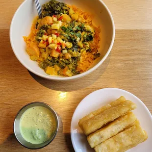 Curry Bowl and fried Yucca.