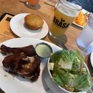 Chicken, salad, BEST corn bread.