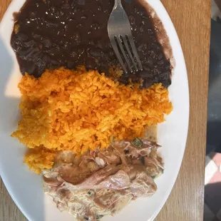 Rice, Beans, Chicken and Gravy