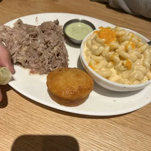 Slow Roasted Pork Plate Mac and cheese side