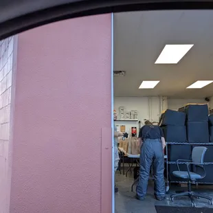 Curbside pickup. You state your name and your boxed order is brought to your vehicle.