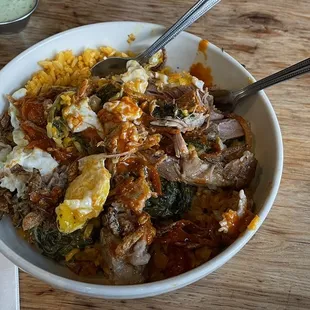 Pork &amp; Over Easy Egg bowl