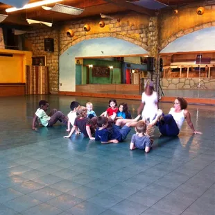 Stretching before dancing.