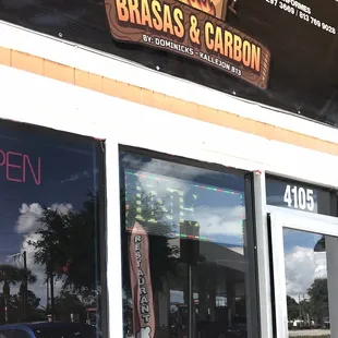 Entrance - Kallejon 813 is now Brasas &amp; Carbon and is partnered with Dominick&apos;s Peruvian Chicken
