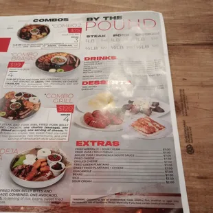 the menu of a restaurant