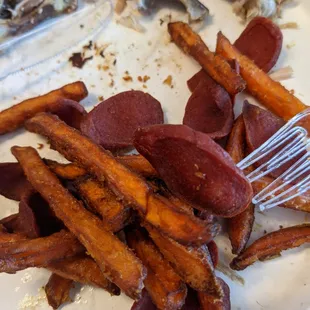 Sausage with Sweet Potato Fries