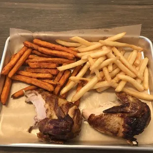 1/2 Rotisserie Chicken with 2 sides (French fries and sweet potato fries)