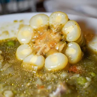 Very symmetrical and aesthetically pleasing corn in the chicken soup. I called it indigenous corn but this was totally made up.