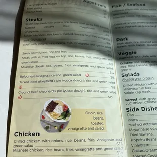 a menu for a restaurant