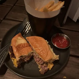 Burger and fries for about $22 or $23.