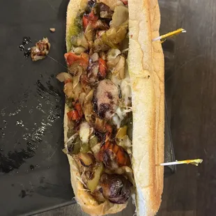 Pesto sausage sandwich