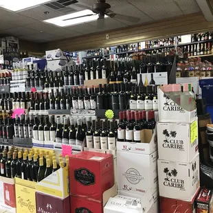 a wide selection of wine bottles