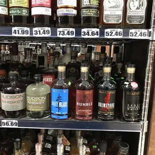 a variety of liquor bottles