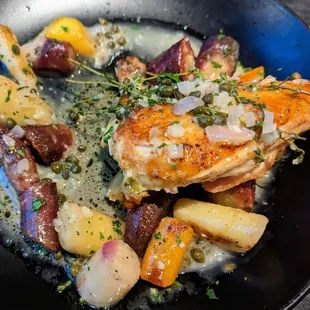 Roasted chicken and carrots