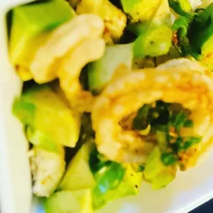 The lump crab meat and avocado lettuce wraps had just the right amout of mayo to bind and superb flavor.