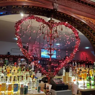 a heart - shaped chandelier hanging from the ceiling