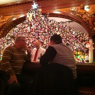 The tree above the bar at Christmas.