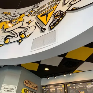 Over the ordering counter.