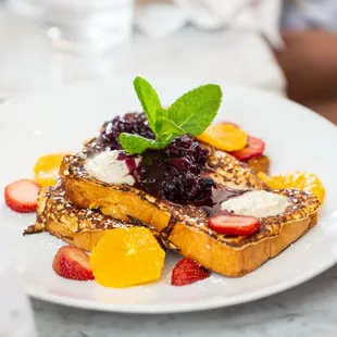 Brasserie 19 Challah French Toast, local fruit preserves, black pepper mascarpone