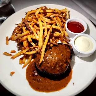 Steak frites. Sauce was salty and fries were overcooked instead of fresh and crispy.