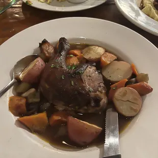 Coq au Vin. The chicken was delicious and you could tell it had been braised for hours!