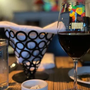 a glass of red wine