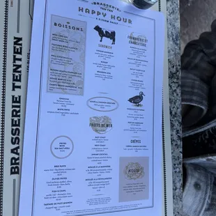 Happy hour menu