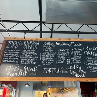 a menu on a blackboard