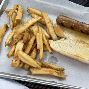 Brat and fries