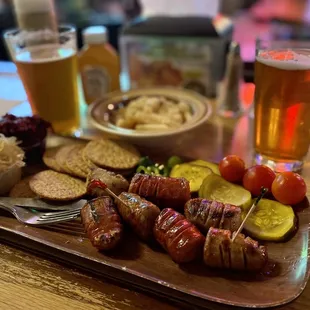 The Brat Stop's Sausage Party and a side of German Potato Salad. Yum! Perfect for Two!