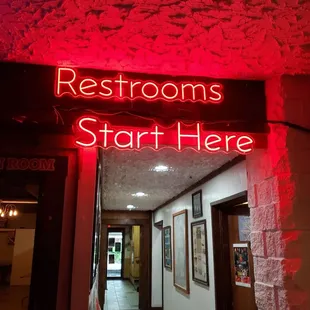 the entrance to a restaurant