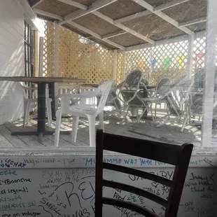Covered patio seating