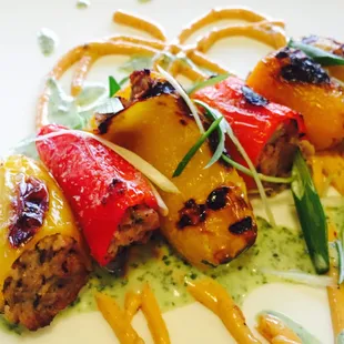 Grilled Sausage &amp; Goat Cheese Stuffed Peppers