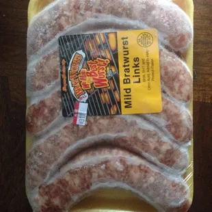 Frozen package of brats from kroger