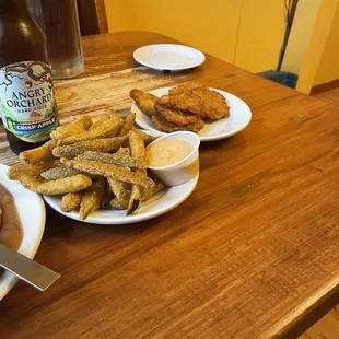 Potato cakes, pickle fries