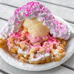 Barbie Blast - strawberry icing, vanilla ice cream, whip, and pink Barbie candy sprinkles