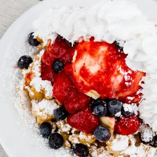 Red, White, and Blueberry -  strawberries,  blueberries, vanilla ice cream, and whip