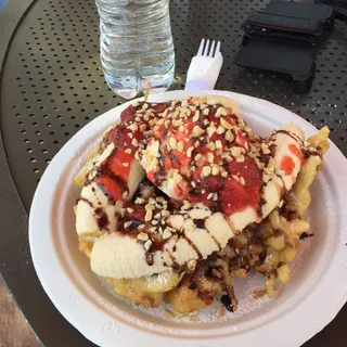 Banana Split Funnel Cake