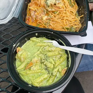 Cajun linguini &amp; Penne Pesto!!  Super delish