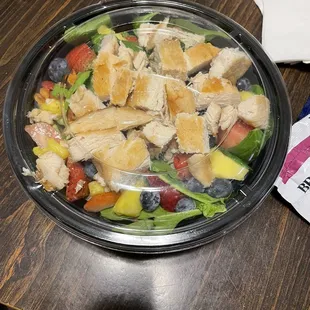 Strawberry poppyseed salad with grilled chicken