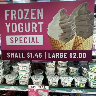 Delicious Frozen Yogurt Specials - Small 1.45, Large 2.00