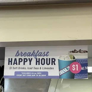 Breakfast Happy Hour Drinks 6-1030 a.m. 1.00!!!