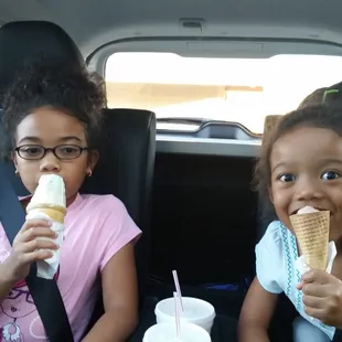 Enjoying ice cream on a hot day!