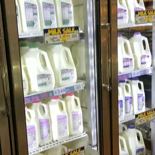 a refrigerator full of milk