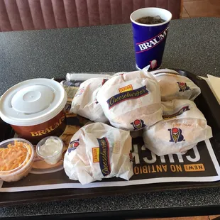 Bag Of Burgers, Chili, and a Small drink.