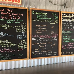 a menu on a blackboard