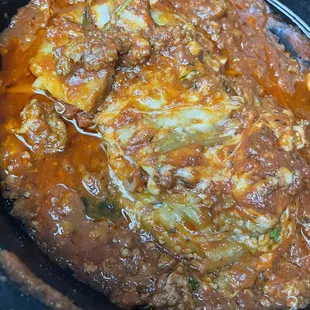 Eggplant Parmigiana with too much oil.