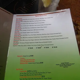 3rd page of menu