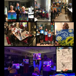 Teacher and student work instructed paint along.