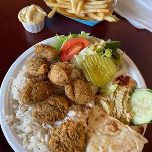 Lunch time! Falafel plate with fries!